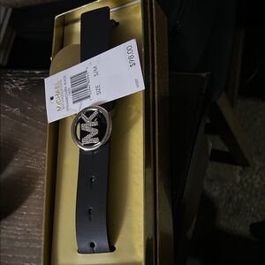 Michael Kors Black Belt with Silver Emblem